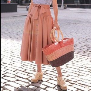 Rebecca Taylor salmon midi skirt